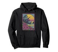 Cute Floral Triceratops in Sunglasses Summer Sunset Dinosaur Pullover Hoodie