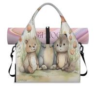 Cute Flower Animal Squirrels Sports Duffle Bag with Shoe Compartment Weekend Overnight Bags Tote Cabin Luggage Bag for Gym Yoga Travel