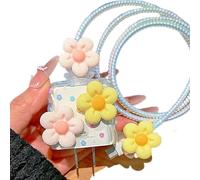 Cute Flower Cable Protector for iPhone 18W/20W Adapter,3D Floral Cherry Blossoms Design for Women Girl,DIY Charging Cord Protector for iPhone iPad Charger Cover 11 12 13 14 15 16 17 Pro Max-Yellow