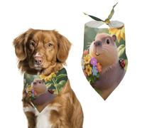 Cute Flower Capybara Dog Bandana, Soft Breathable Pet Scarf, Personalized Dog Bib Kerchief for Small Medium Large Dogs Cats, Exquisite Pet Neckerchief for Daily Wear, Travel, Party