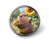 Cute Flower Capybara Round Alloy Clothing Brooch