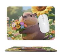 Cute Flower Capybara Stitched Edge Mouse Pad
