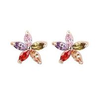 Cute Flower Crystal Earring Pave Shiny Austrian Cubic Zirconia Fashionable Gold Color Jewelry For Women