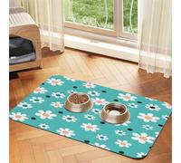 Cute Flower Daisy Polka Dot Pet Feeding Mat 40x60cm | Absorbent Feeding Mat For Dogs & Cats, Non Slip Rubber Backing, Easy Clean Quick Dry Pet Bowl Mat For Food & Water Bowls
