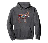 Cute Flower Donkey on summer Floral Donkey Pullover Hoodie, Adult Unisex, Dark Heather Grey, Medium