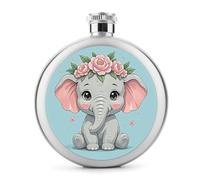 Cute Flower Elephant Hip Flask 5 Oz Hip Flask for Liquor Stainless Steel Leakproof Compact Flasks Festivals Hiking Sports Parties Reunions And More Fits in Pockets & Bags Flask