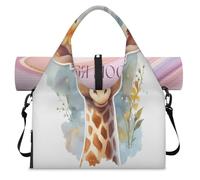 Cute Flower Giraffes Sports Duffle Bag with Shoe Compartment Weekend Overnight Bags Tote Cabin Luggage Bag for Gym Yoga Travel