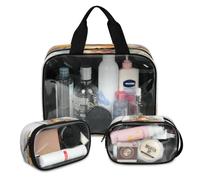 Cute Flower Giraffes Travel Makeup Bag for Women Men, Translucent Cosmetic Bags 3 Pcs Large Shower Wash Pouch Toiletry Cosmetic Toiletries Organizer