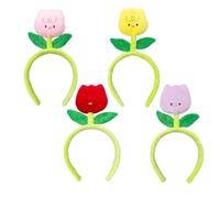Cute Flower Headbands,Funny and Novelty Tulip Headband,Kawaii Plush Headband for Make Up Headband (4 PCS-C)