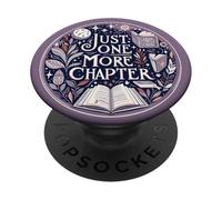 Cute Flower Librarian Booktok Book Lover Design Co. Just One More Chapter Book Reading Bookish Botanical Purple PopSockets Adhesive Phone Grip Stand