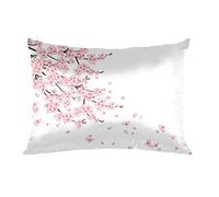 Cute Flower Satin Pillowcase for Hair and Skin Japanese Flower Cherry Blossoms Silk Pillowcase Soft Satin Cooling Pillow Covers No Zipper with Envelope Closure Standard Size(20 × 26inch 1 pcs)