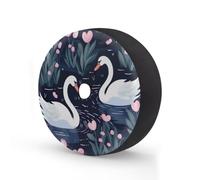 Cute Flower Swan Birds Spare Tire Cover 14 In