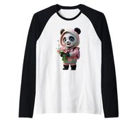 Cute Flower with Panda Fanny Unisex Design for Men Women Tee Raglan Baseball Tee