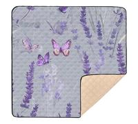 Cute Flowers Lavender Purple Gray1 Cute Foldable Baby Gym & Activity Mat for Indoor Outdoor Portable Tummy Time Activity Mat for Babies Infants Toddlers, 50'' x 50''