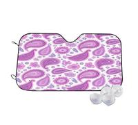 Cute Flowers Paisley Wind Sun Shade for Car Sun Visor Foldable Vehicle Sunshade 30x55 Inch