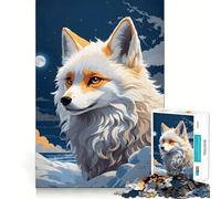 Cute Fluffy Arctic Fox 1000 Piece Jigsaw Puzzle for Teenagers Mental Boost Bright Print Fun Challenge Birthday Art Gift (38x26cm)