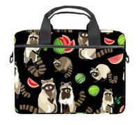 Cute Fluffy Beast Raccoon Watermelon Forest Animal Pattern Laptop Case Bag Sleeve Portable Crossbody Messenger Briefcase w/Strap Handle, 13 14 inch