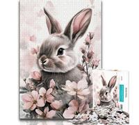 Cute Fluffy Bunny Jigsaw Puzzles for Teenagers 1000 Piece,Decompressing Intellectual Educational Toy Great Gifts And Toys (38x26cm)