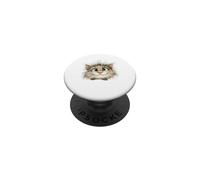 Cute Fluffy Cat Face Smiling Whimsical Feline PopSockets Adhesive PopGrip