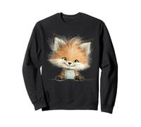 Cute Fluffy Fox Peeking Smiling Adorable Kit Sweatshirt