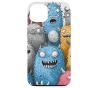 Cute Fluffy Friendly Monsters Doodle Art Cover Case for iPhone 13