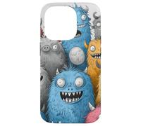 Cute Fluffy Friendly Monsters Doodle Art Cover Case for iPhone 14 Pro