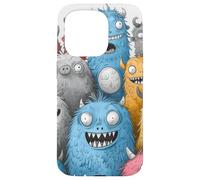 Cute Fluffy Friendly Monsters Doodle Art Cover Case for iPhone 15 Pro