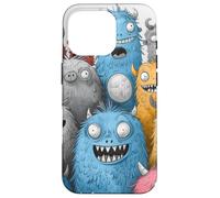 Cute Fluffy Friendly Monsters Doodle Art Cover Case for iPhone 16 Pro