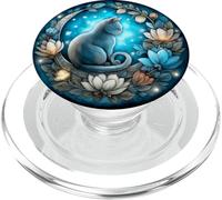 Cute Fluffy Kitten on Crescent Moon PopSockets PopGrip for MagSafe