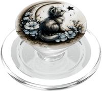 Cute Fluffy Kitten on Crescent Moon PopSockets PopGrip for MagSafe