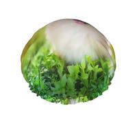 Cute Fluffy Puppy Dog Print Shower Cap for Women & Men - Reusable, Double Layer, Breathable, Hair Bath Cap One Size