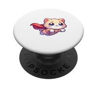 Cute Fluffy Super Hero Kitten Superhero Cat PopSockets Adhesive PopGrip