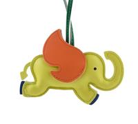Cute Flying Elephant PU Leather Pendant Keychain, Leather Bag Pendant Ornament Car Purse Keyrings Charms Gifts(Light Green)
