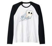 Cute Flying Ghost Molar Tooth Spooky Halloween Dentist Raglan Baseball Tee
