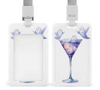 Cute Flying Ghosts Glass ID Badge Holder Retractable Clip Card Holder Card Protector Name Badge Name Tag for Work Office Doctor Nurse