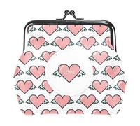 Cute Flying Hearts Love Pattern Coin Purse Kiss Lock Change Purse Vintage Trinkets Pouch