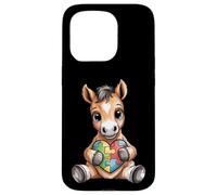 Cute Foal Autism Awareness Puzzle Heart Support Case for iPhone 15 Pro