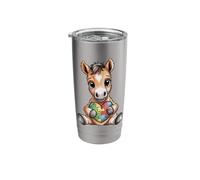 Cute Foal Autism Awareness Puzzle Heart Support Stainless Steel Insulated Tumbler