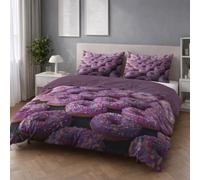 Cute Food Donut Super King Size Duvet Cover Sets Bedding breathable Soft Microfiber ReversibleTemperature Regulation Duvet Cover Set with Zipper Closure Purple 3 Piece 260 x 220 cm