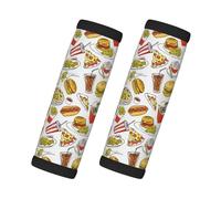 Cute Food Pizza Fries Luggage Handle Wraps for Suitcase, Soft Luggage Handle Covers, Luggage Tags Identifiers for Suitcases, Travel Luggage Accessories Essentials for Flying