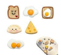 Cute Food Shoe Charms for Clogs, 6 Pcs Lightweight Shoe Charms for Kids Adults, Lovely Breakfast Theme Shoe Accessories Shoe Decoration Charms, Present for Birthday Party Favors