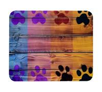 Cute Footprints Wooden Board Plush Surface Mouse Pad, Thickened Anti-Slip Mat for Office & Gaming