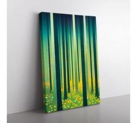 Cute Forest Abstract Canvas Wall Art Print Ready to Hang, Framed Picture for Living Room Bedroom Home Office Décor, 60x40 cm (24x16 Inch)