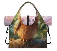 Cute Forest Animal Owl Sports Duffle Bag with Shoe Compartment Weekend Overnight Bags Tote Cabin Luggage Bag for Gym Yoga Travel