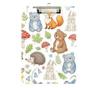 Cute Forest Animals Foxes Clipboard Acrylic Writing Board A4 Standard Size Clip Boards, 12.5 x 9 Inches Silver Clip