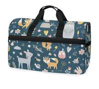Cute Forest Animals Squirrel Bear Deer Fox Owl Travel Duffel Bag for Men Women Boys Girls Teens,Oversized Sports Gym Bag with Shoes Compartment Overnight Weekend Yoga Workout Bag Training Handbag