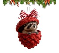 Cute Forest Christmas Ornaments, New Forest Animal Acorn Ornaments With Rustic Nature Themed, 2D Flat Pine Cone Animal Hangable Decoration For Tree Windowsill Keyring Door Car