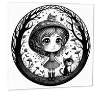 Cute Forest Girl Gothic Greeting Card 145 x 145mm