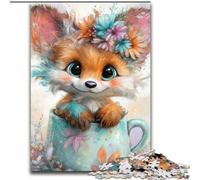 Cute Fox 1000 Piece Jigsaw Puzzle for Adults Teens, Art Interesting Stress Reduction Wishlist with Santa Claus for Age 14 (50x75cm)
