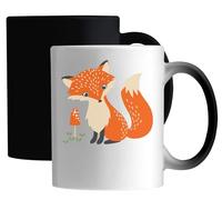 Cute Fox and Amanita Muscaria Mushroom Graphic Ceramic Magic Mug White